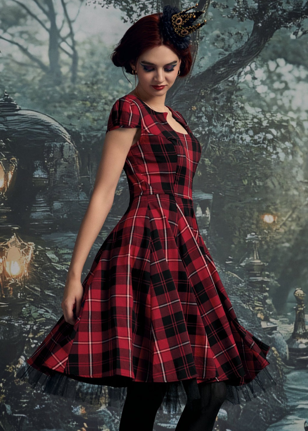 Red Plaid Swing Dress