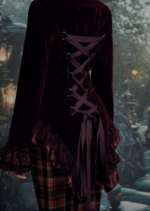 Burgundy Gloria Velvet Tailed Jacket